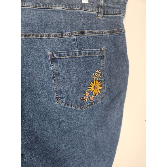 ModCloth x Princess Highway Women's Sz. 26W Floral Embroidered Wide Leg Jeans - Picture 6 of 7